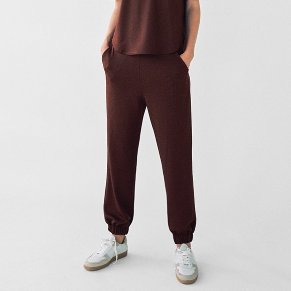 NWT Zara Serged Jogging Pants In Brown Size‎ Small - Picture 1 of 8